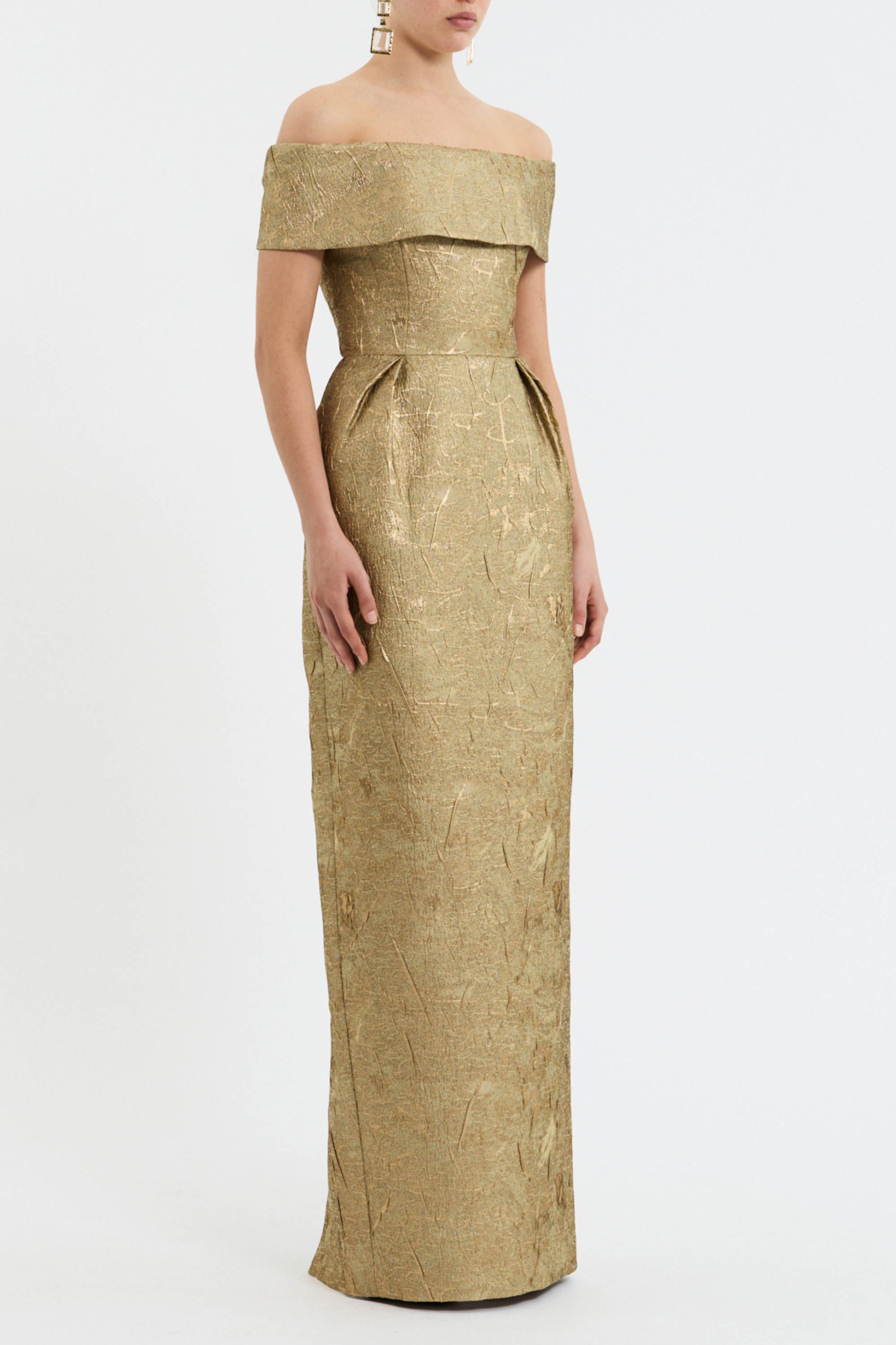 rebecca vallance gold dress Mischa embellished gathered stretch-jersey gown - gray